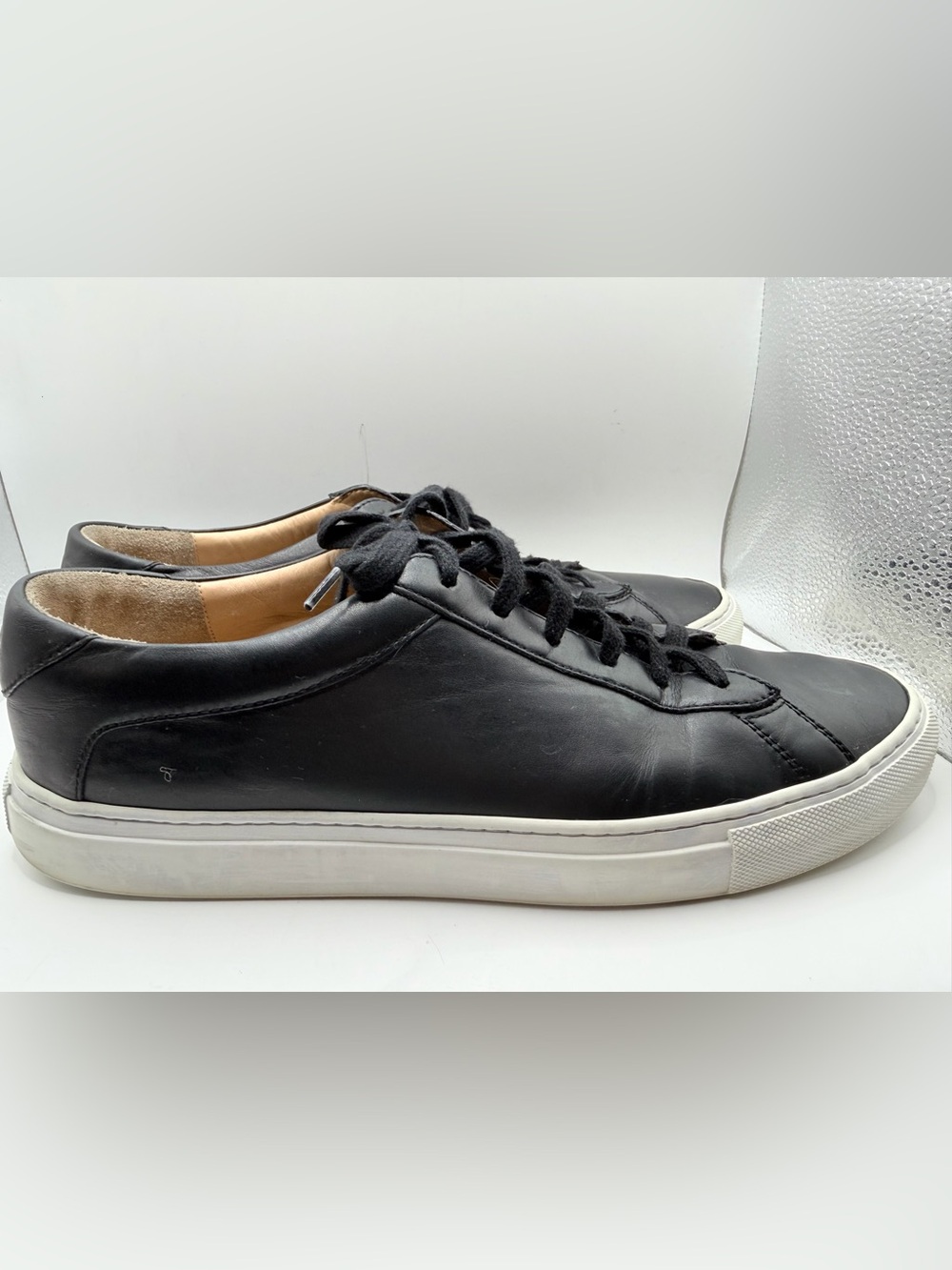 KOIO Black Leather Low-Top Sneakers with White Sole